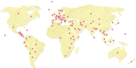 世界地図　タメシガキ分布図